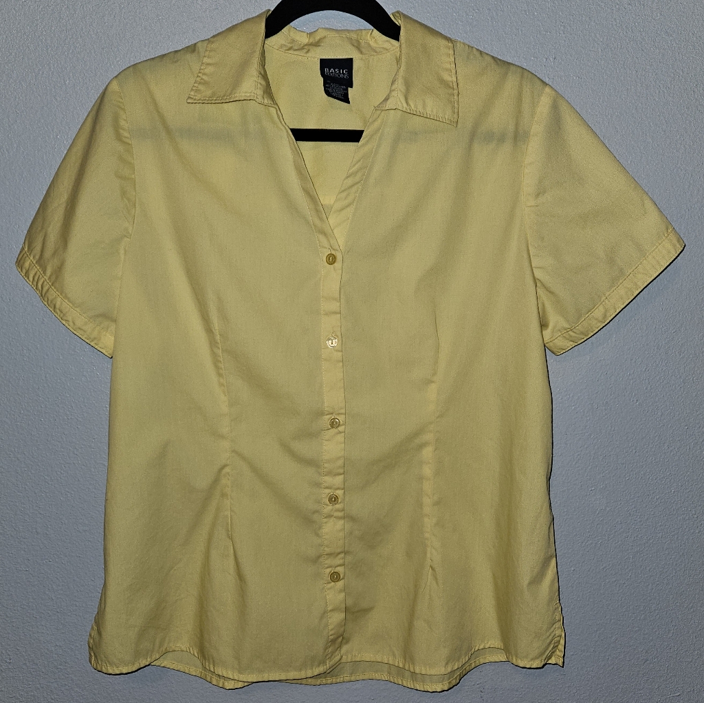 Basic Editions Yellow Button Up Blouse